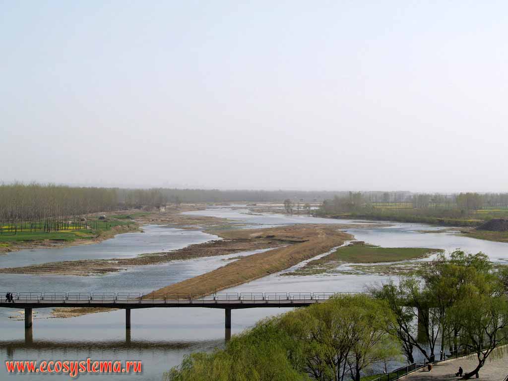 Река Ло, правый приток реки Хуанхэ (среднее течение).
Окрестности города Лоян, провинция Хэнань, Восточный Китай