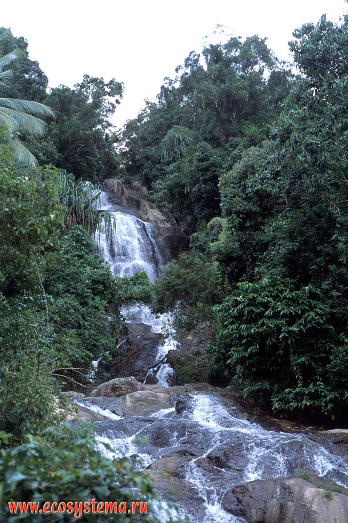 Небольшой водопад на горной реке. Тайланд, полуостров Индокитай