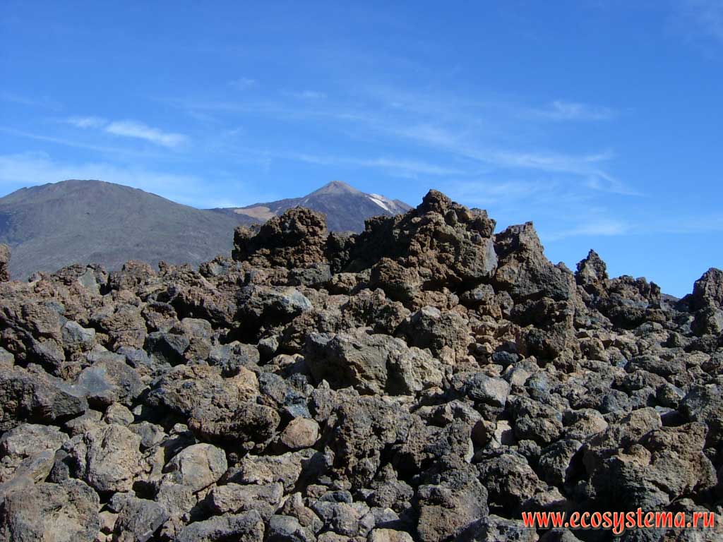 Volcanic lava and scoria sediments from the 1709 eruption. The foot of Pico Viejo volcano. Tenerife Island, Canary Archipelago