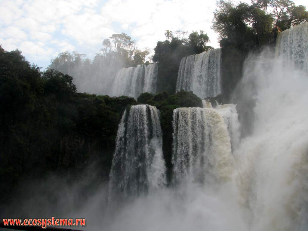 Верхние каскады водопада Игуасу на кромке плато Парана - одного из крупнейших водопадов мира.
Национальный парк Игуасу, граница Бразилии и Аргентины