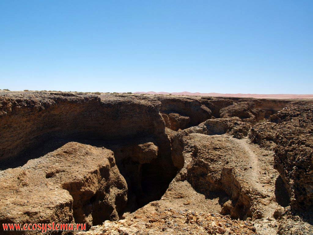 Каменистая полупустыня и край каньона Сесрием (Sesriem Canyon). Национальный парк Намиб-Науклюфт (Namib-Naukluft National Park),
Южно-Африканское плоскогорье, центральная Намибия