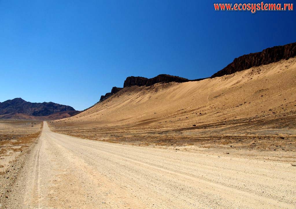 The earth road in the stony (rocky) semidesert. Southern Namibia (near the border with South African Republic), Noordoewer area, South African Plateau