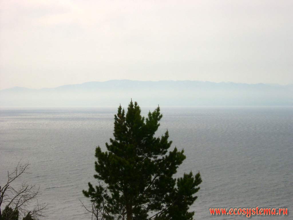 View to the southern part of the Baikal Lake from Listvennichniy (Larch) cape (Hamar-Daban Ridge on the opposite bank)
