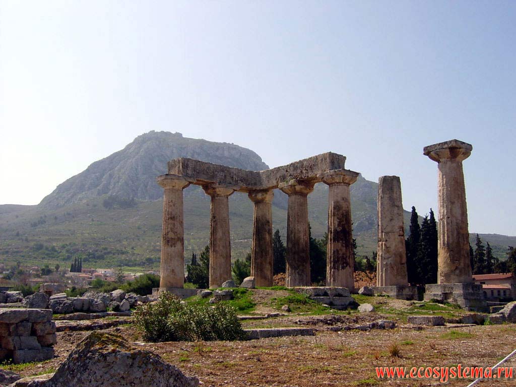 Peloponnes peninsula. Ancient Korinthos. Apollo Sanctuary.